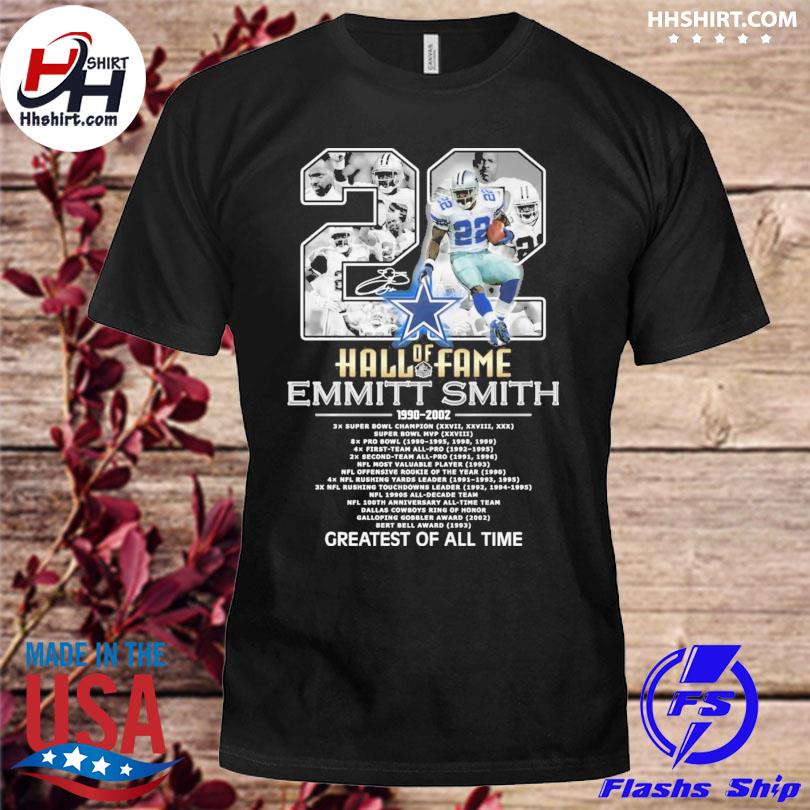 Hall Of Fame Emmitt Smith Greatest Of All Time Dallas Cowboys Navy T-Shirt