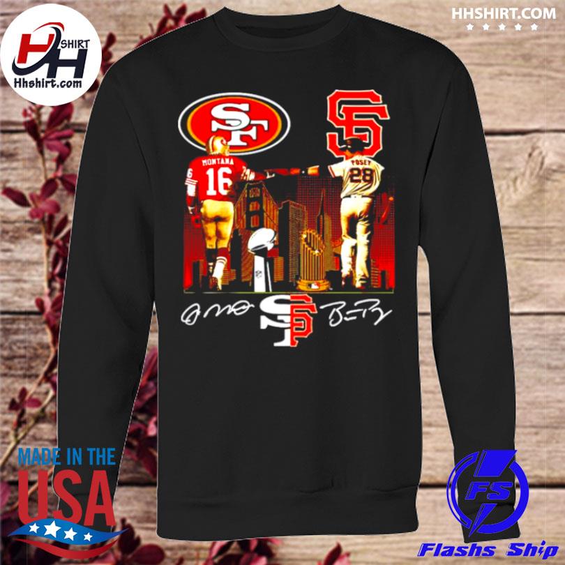 San Francisco 49ers Joe Montana San Francisco Giants Buster Posey  signatures shirt, hoodie, sweater, long sleeve and tank top