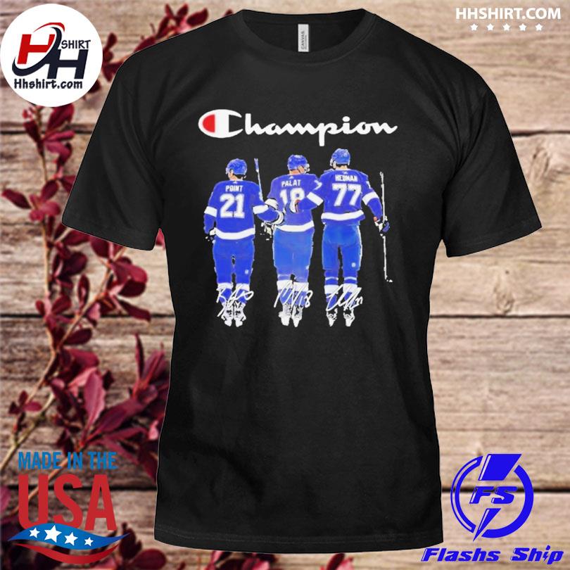 Champion tampa bay lighting point and palat and hedman shirt