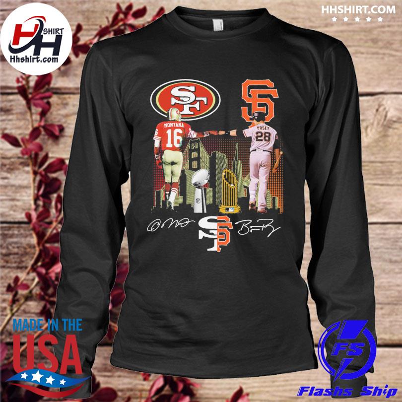 Funny San Francisco 49ers and San Francisco Giants Montana Vs Posey  signatures shirt, hoodie, longsleeve tee, sweater