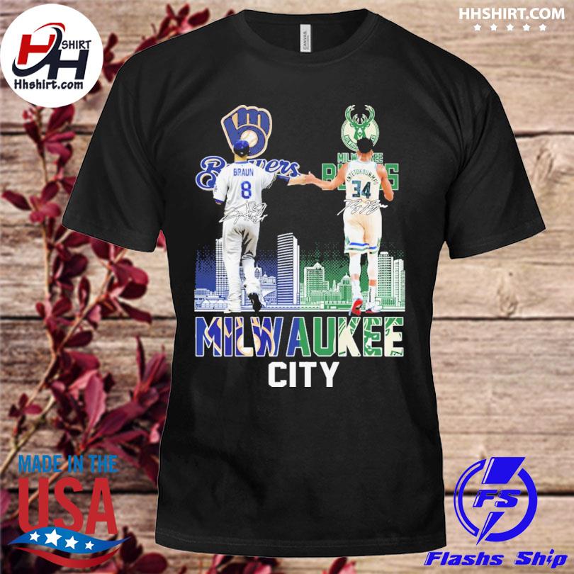 Official Milwaukee Champions best players 22 Yelich and 34 Antetokounmpo  signature t-shirt, hoodie, sweater, long sleeve and tank top