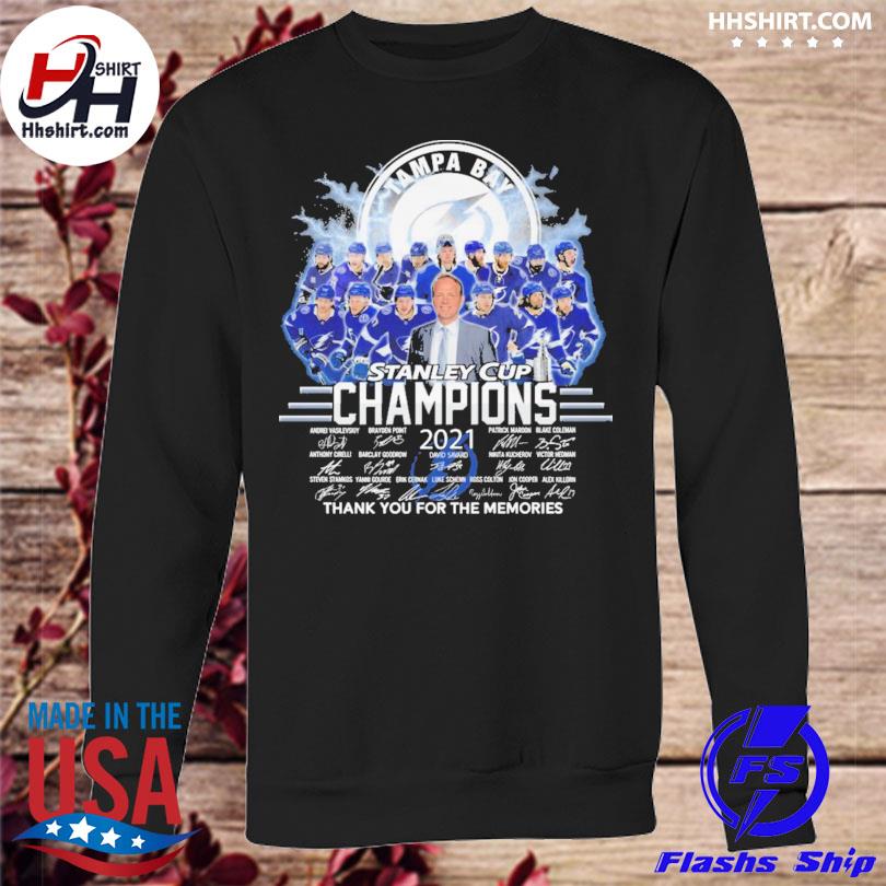 Men's Tampa Bay Lightning Stanley Cup Champions 2021 thank you for the  memories signature shirt, hoodie, sweater, long sleeve and tank top