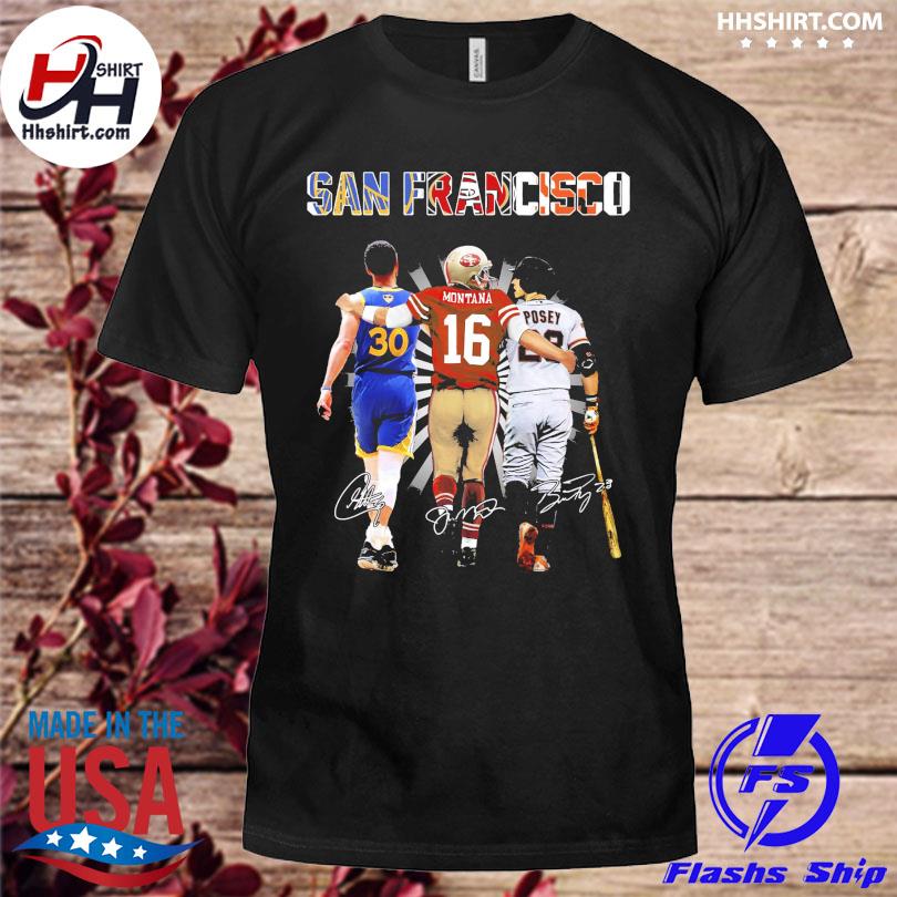 Champion 30 Stephen Curry Joe 16 Montana Buster 23 Posey signatures shirt,  hoodie, sweater, long sleeve and tank top