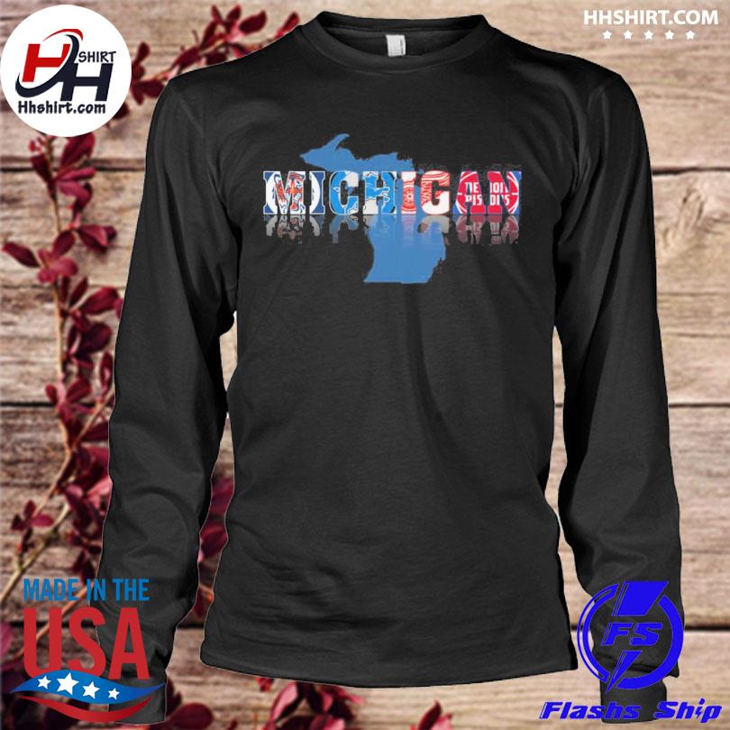 Detroit tigers lions pistons red wings Tiny Michigan Heart Shape T-shirt,  hoodie, sweater, long sleeve and tank top