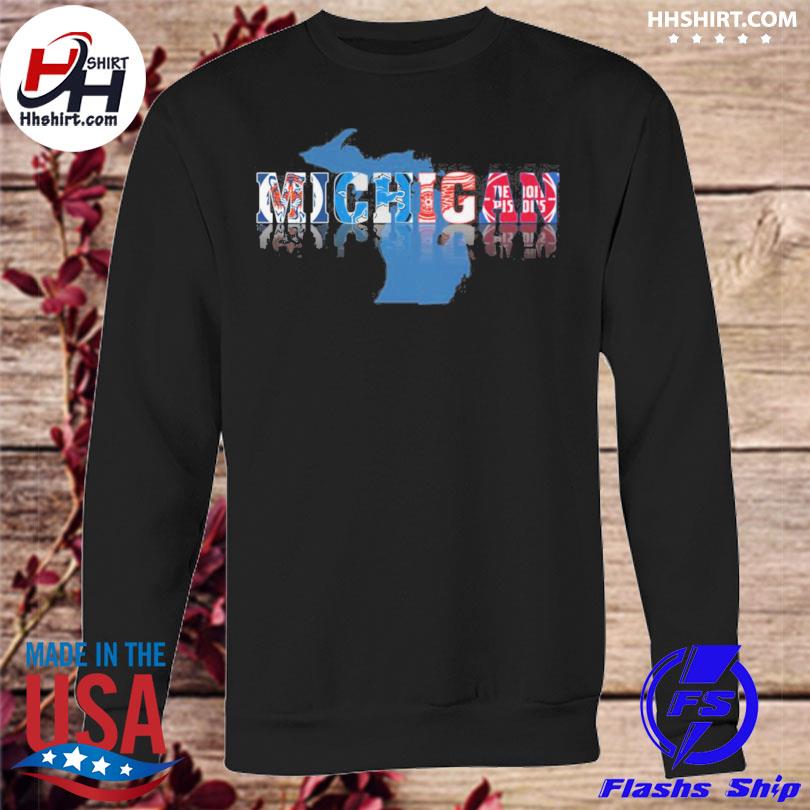 Detroit tigers lions pistons red wings Tiny Michigan Heart Shape T-shirt,  hoodie, sweater, long sleeve and tank top