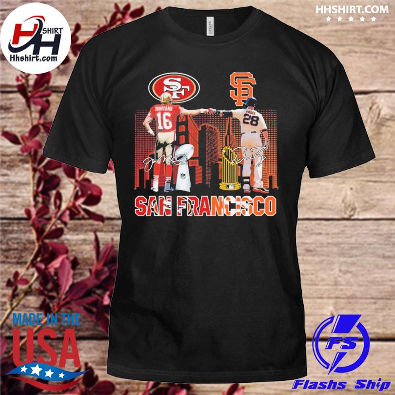 San Francisco 49ers Montana 16 San francisco Giants Posey 28 signatures  shirt