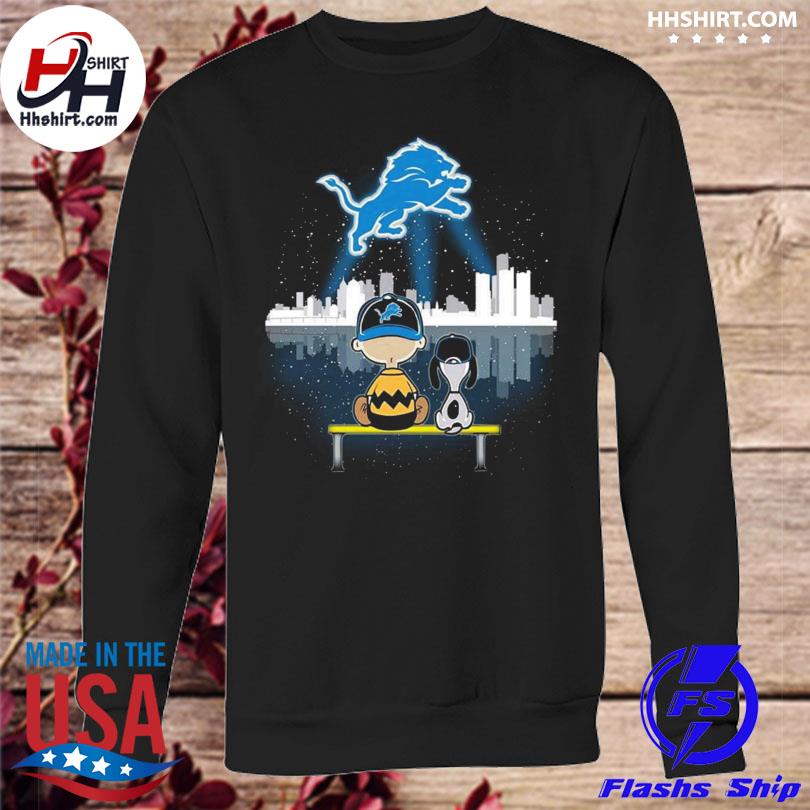 Charlie Brown And Snoopy Dog Watching City Detroit Lions shirt