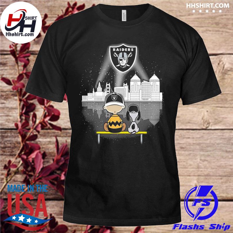 Charlie Brown And Snoopy Dog Watching City Oakland Raiders T-Shirt - TeeNavi