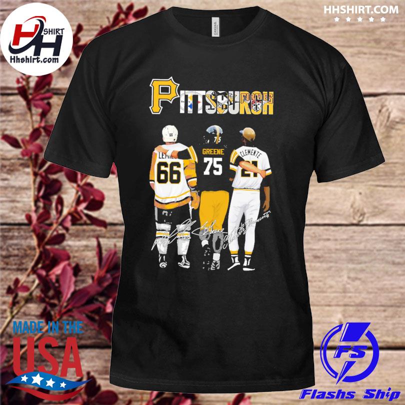 Pittsburgh Mario Lemieux Joe Greene Roberto Clemente signatures shirt,  hoodie, longsleeve tee, sweater