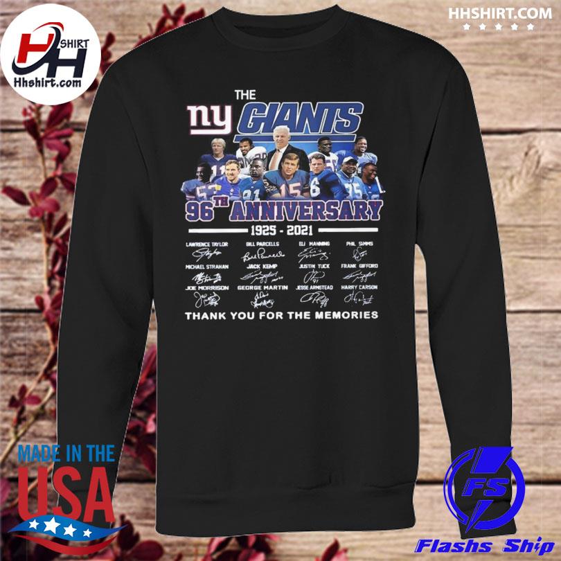 The New York Giants 96th anniversary 1925 2021 thank you for the memories  signatures shirt, hoodie, longsleeve tee, sweater