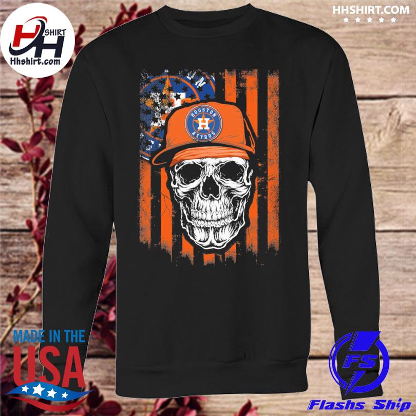 Skull Hat Houston Astros logo 2021 American flag shirt, hoodie, sweater,  long sleeve and tank top