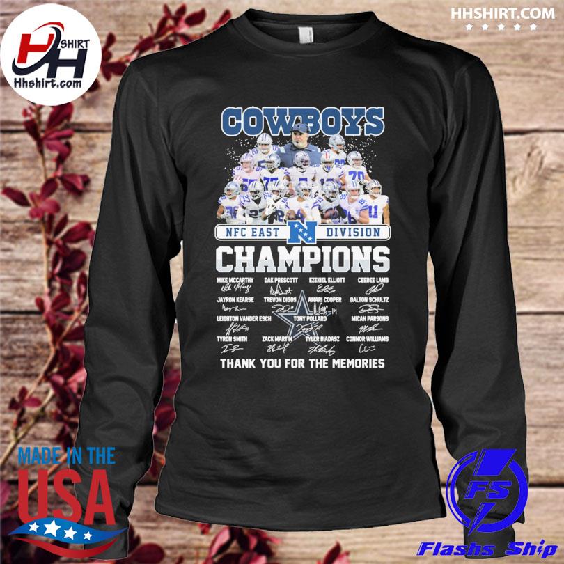 Dallas Cowboys 2021 NFC east division champions thank you for the memories  signatures shirt, hoodie, longsleeve tee, sweater