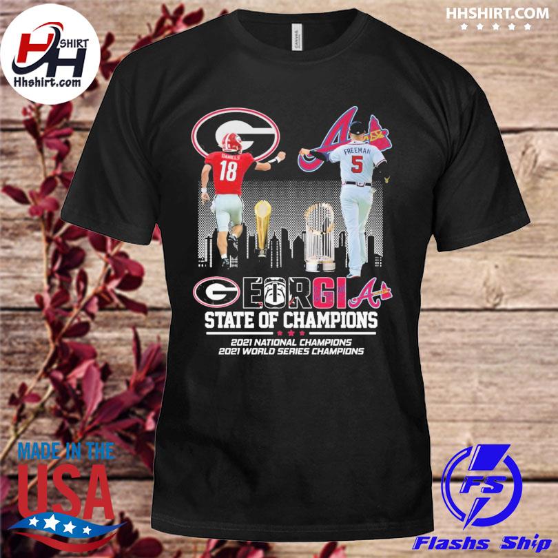 Hot Georgia Bulldogs and Atlanta Braves JT Daniels and Freeman state of  champions Cartoon Shirt, hoodie, sweater, long sleeve and tank top