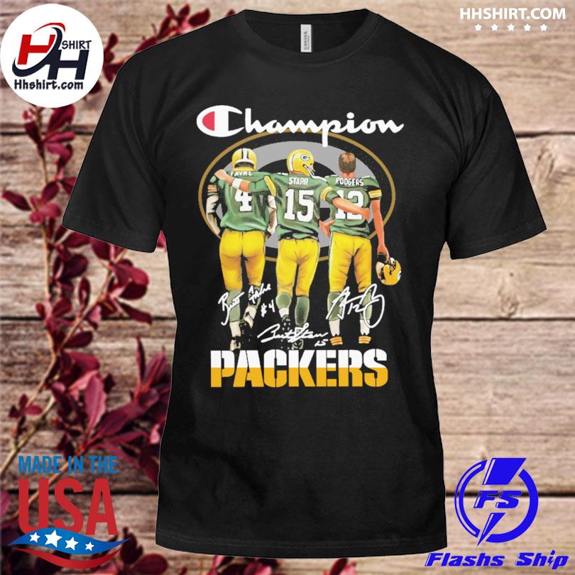 Green Bay Packers Champion Favre Starr Rodgers Signatures Shirt, hoodie,  tank top, sweater and long sleeve t-shirt