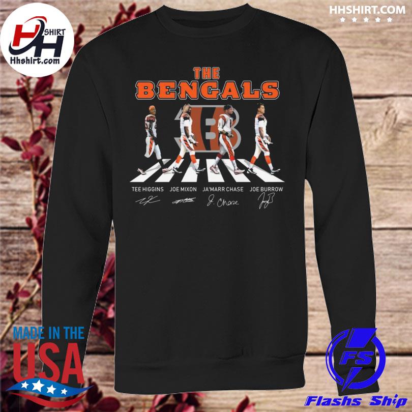 The Bengals Tee Higgins Joe Mixon Ja'marr Chase Joe Burrow Abbey Road  signatures shirt, hoodie, sweater, long sleeve and tank top