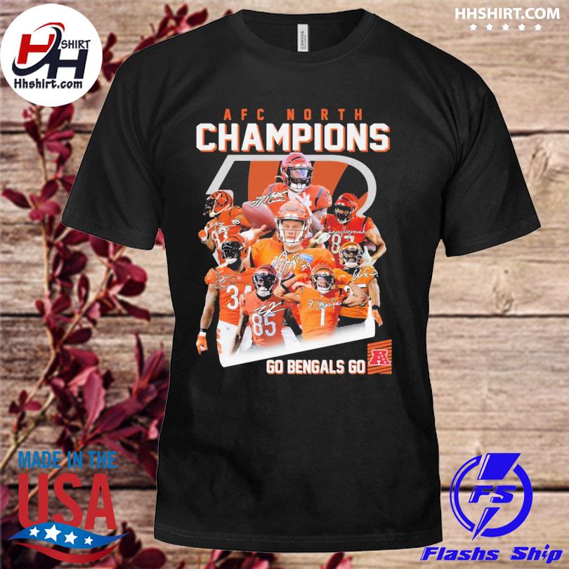 Premium cincinnati bengals afc north champions go bengals go signatures  shirt, hoodie, sweater, long sleeve and tank top