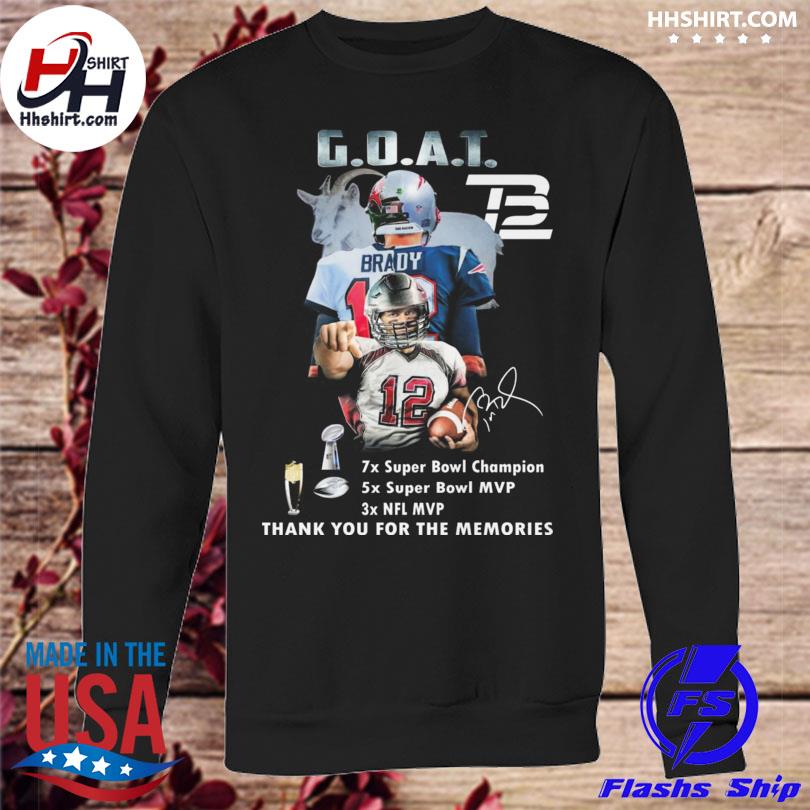 Official tom Brady 7x super bowl champion thank you for the memories  signature T-shirt, hoodie, tank top, sweater and long sleeve t-shirt