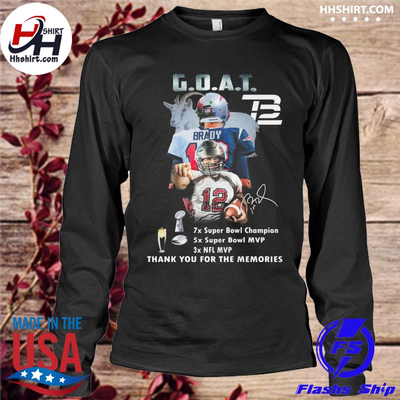 Official goat Tom Brady thank you for the memories signature T-shirt,  hoodie, sweater, long sleeve and tank top