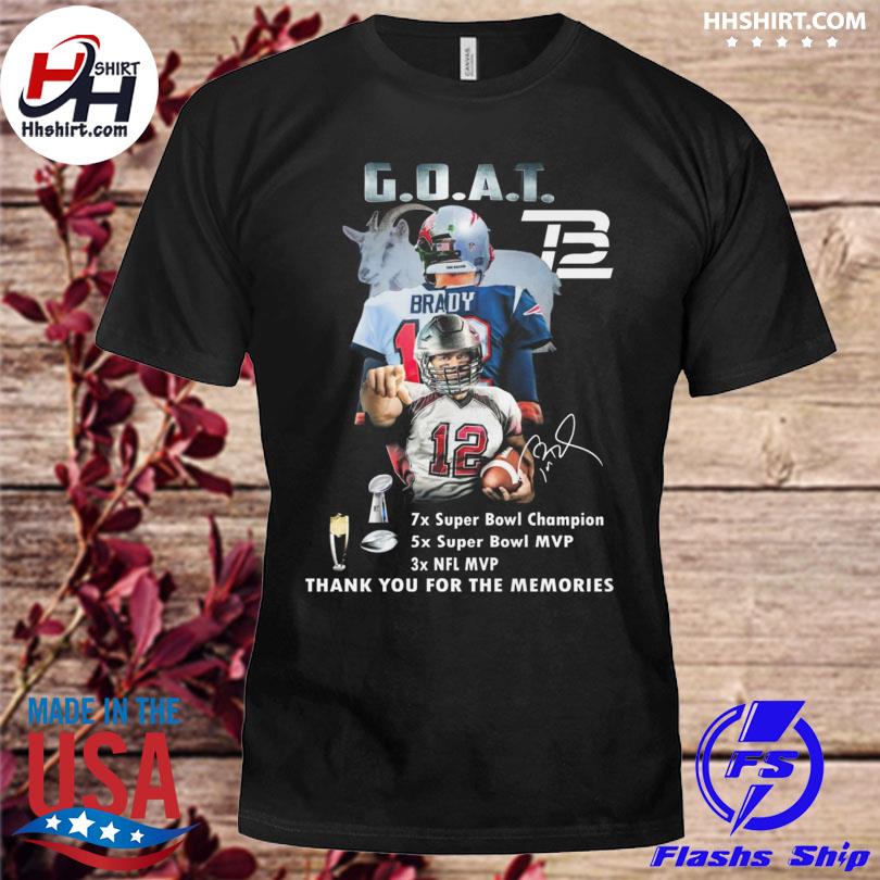 Tom Brady GOAT NFL MVP thank you for the memories signature shirt, hoodie,  sweater, long sleeve and tank top