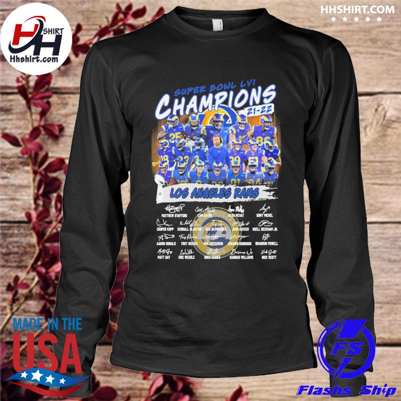 2022 Los Angeles Rams Super Bowl LVI Champions Signature T-Shirt