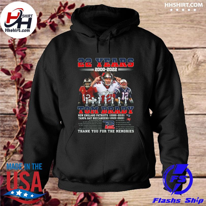 Official New England Patriots Tampa Bay Buccaneers 22 Years 2000-2022 Tom  Brady Thank You For The Memories Shirt,Sweater, Hoodie, And Long Sleeved,  Ladies, Tank Top