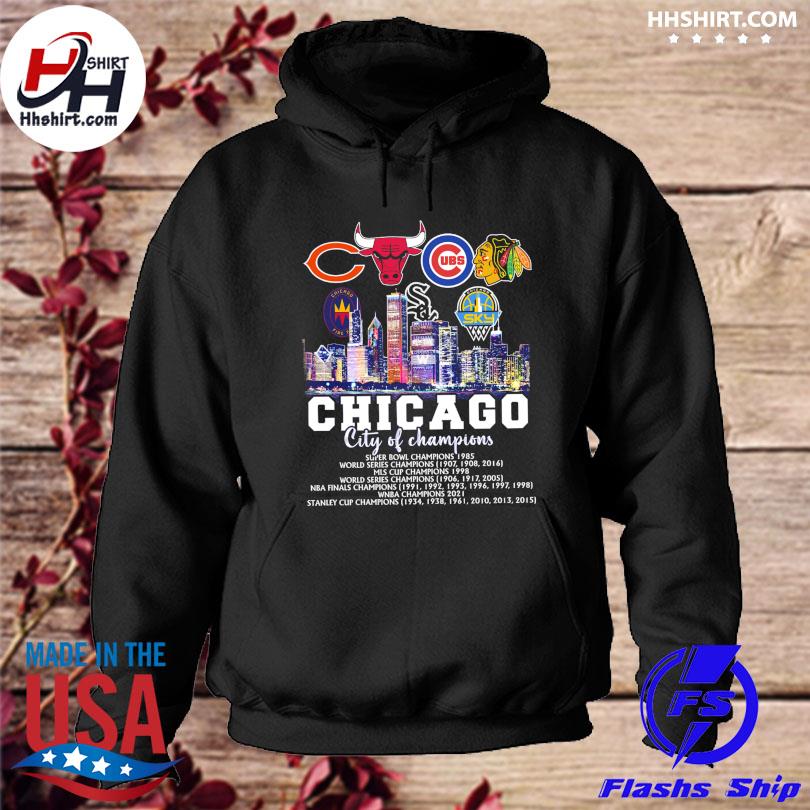 Official chicago Cubs Bulls Bears Blackhawks logo mashup shirt