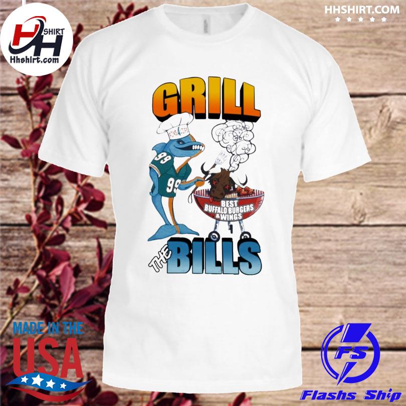 miami dolphins, buffalo bills grill the bills n.f.l football funny t shirt