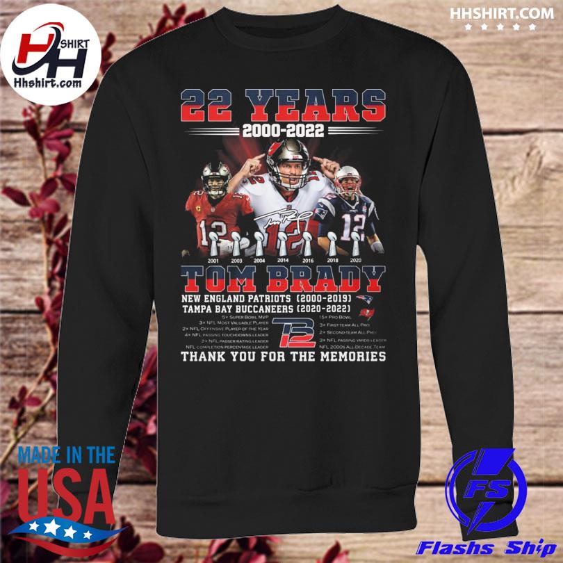 Official Tom Brady 20 years 2000 2022 thank you for the memories signature  shirt, hoodie, sweater, long sleeve and tank top