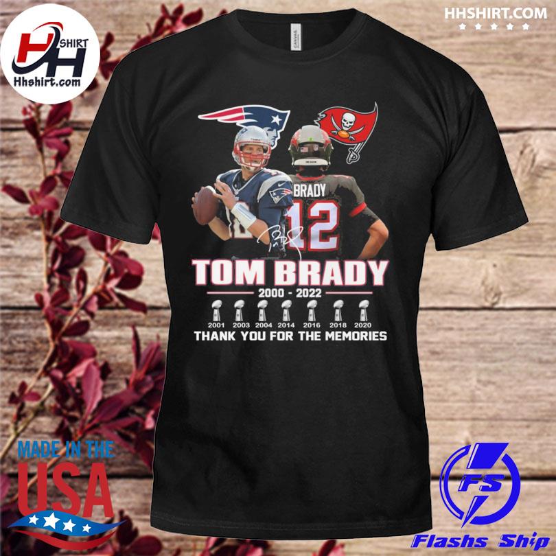 Tom Brady 12 22 years 2000 2022 thank you for the memories signature T-shirt,  hoodie, sweatshirt and tank top