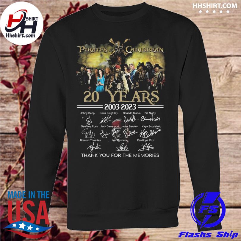 Pirates Of The Caribbean 20 years 2003 2023 thank you for the memories  signatures shirt, hoodie, sweater, long sleeve and tank top