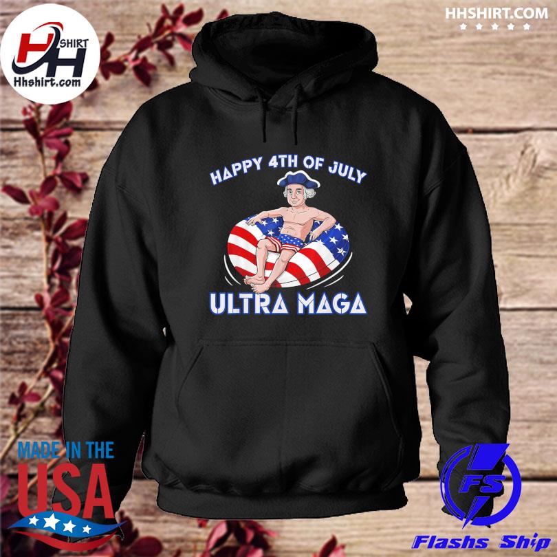 Ultra maga 4th of july george Washington drinking usa flag hoodie