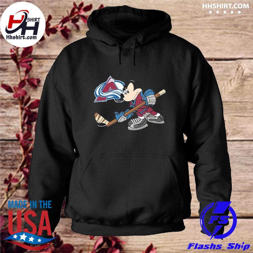 Mickey mouse playing hockey colorado avalanche 2022 stanley cup champions s hoodie