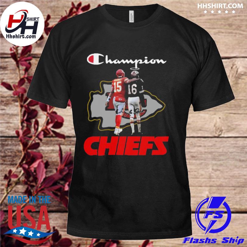 Kansas CIty Chiefs Patrick Mahomes and Len Dawson Champions 2022 Signatures  T-shirt - Kaiteez