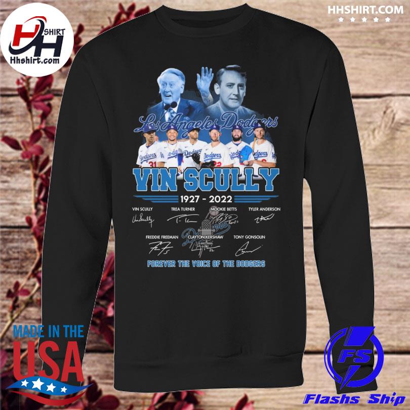 Los angeles dodgers vin scully 1927-2022 forever the voice of the dodgers  signatures shirt, hoodie, longsleeve tee, sweater