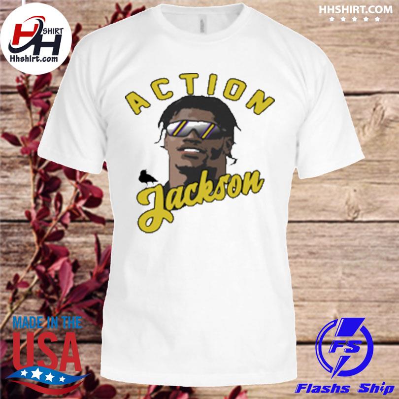 Lamar Jackson Action Jackson Baltimore Ravens t-shirt by To-Tee