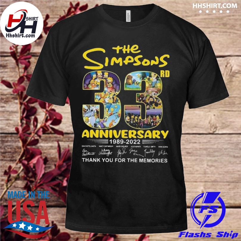 The Simpsons 33rd anniversary 1989 2022 thank you for the memories signatures shirt