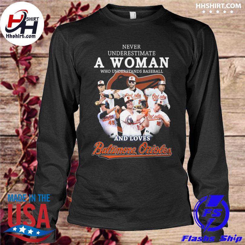 Never Underestimate A Woman Who Understands Baseball And Loves Baltimore Orioles  shirt, hoodie, sweater, long sleeve and tank top