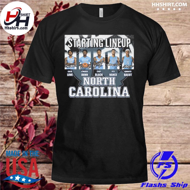 Official starting lineup north Carolina tar heels men's basketball shirt