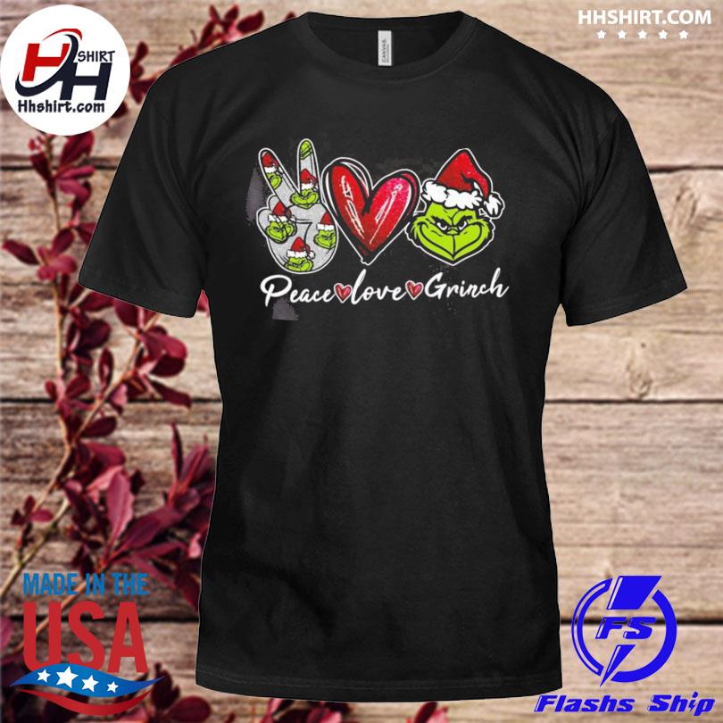 Peace Love Heart Grinch Face Christmas sweater