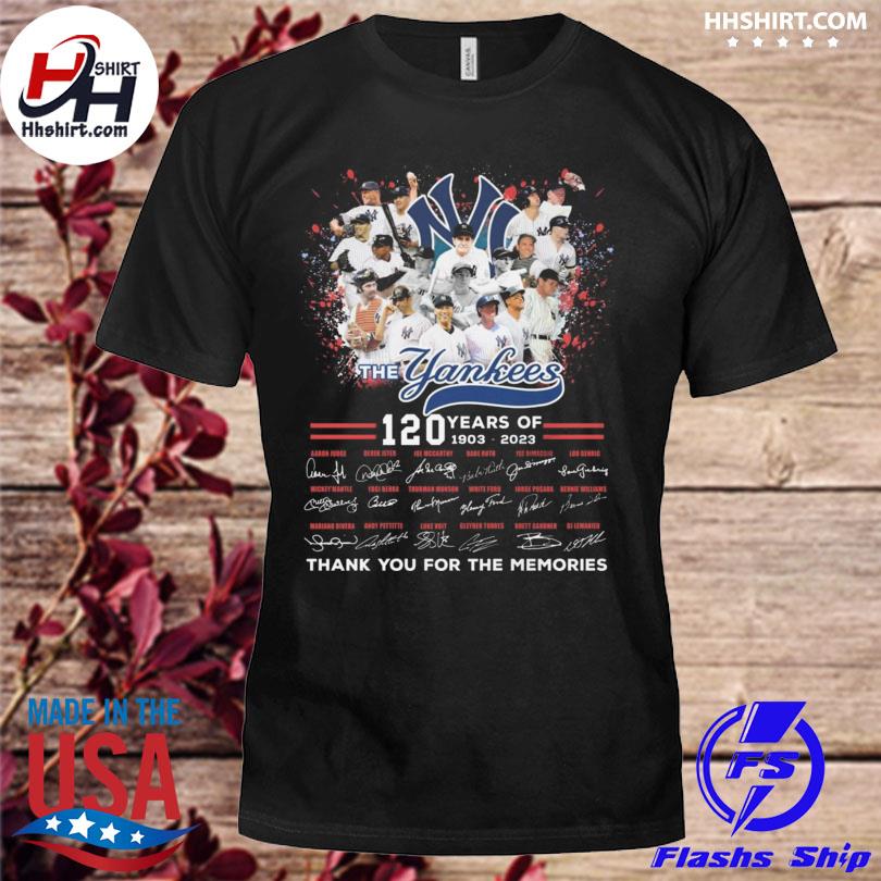 New york yankees 1903 2023 thank you for the memories signatures shirt,  hoodie, sweater, long sleeve and tank top