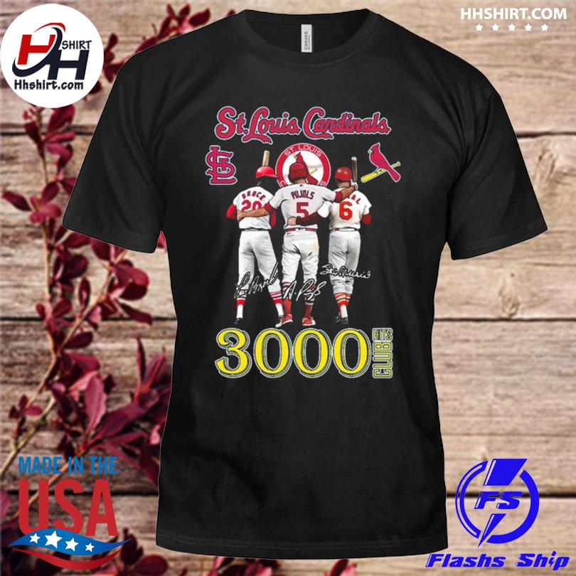 Albert Pujols Lou Brock Stan Musial St Louis Cardinals 3000 Hits Club  Signatures Shirt, hoodie, sweater, long sleeve and tank top