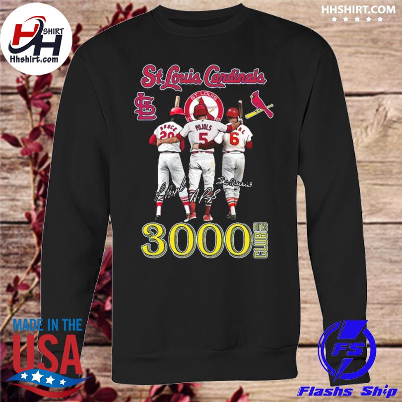 Albert Pujols Lou Brock Stan Musial St Louis Cardinals 3000 Hits Club  Signatures Shirt, hoodie, sweater, long sleeve and tank top