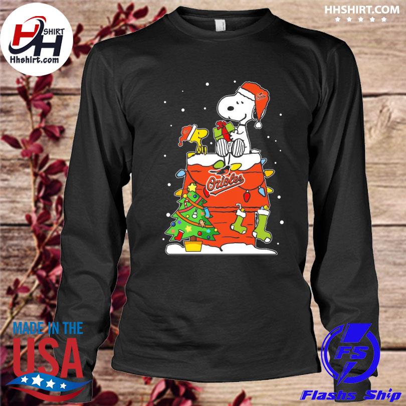 Baltimore Orioles Snoopy & Woodstock Christmas Shirt Cotton Shirt