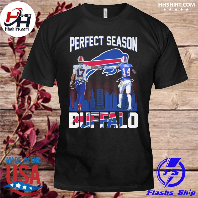 Buffalo Bills perfect season Josh Allen and Stefon Diggs signatures 2022 shirt