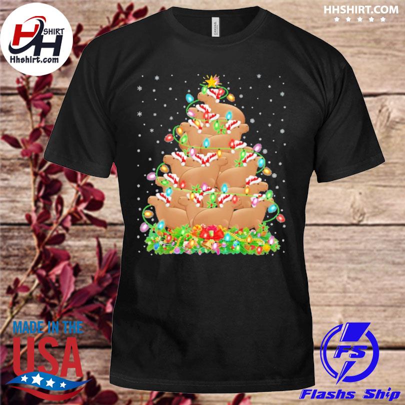 Capybara Xmas merry christmas light tree sweater