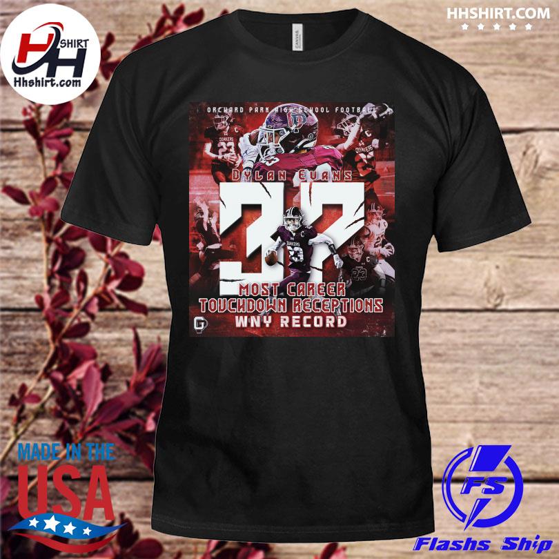 Dylan Evans 32 Most career touchdown receptions WNY Records shirt