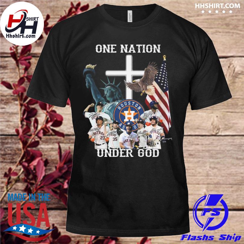 Houston Astros one nation under god American flag signatures shirt