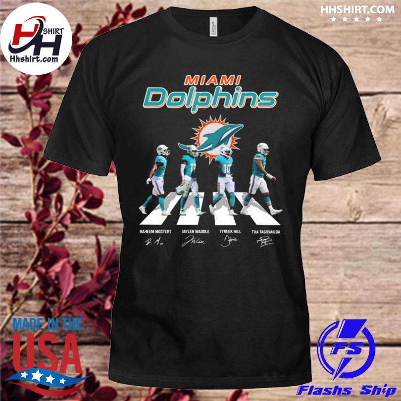 Miami dolphins abbey road jaylen waddle tyreek hill signatures shirt
