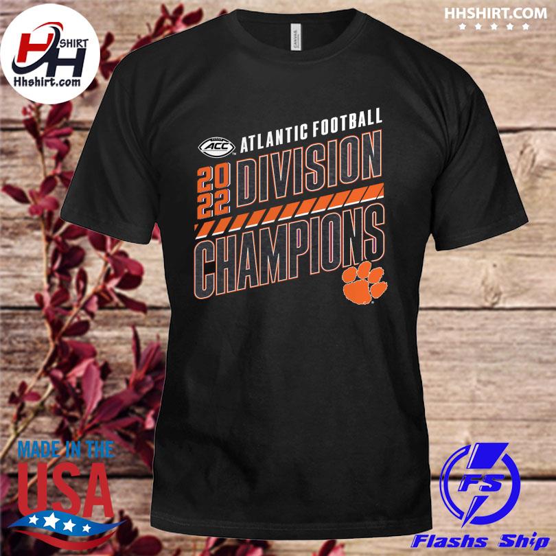 Official Clemson Tigers 2022 ACC Atlantic Division Football Champions Slanted Knockout T-Shirt