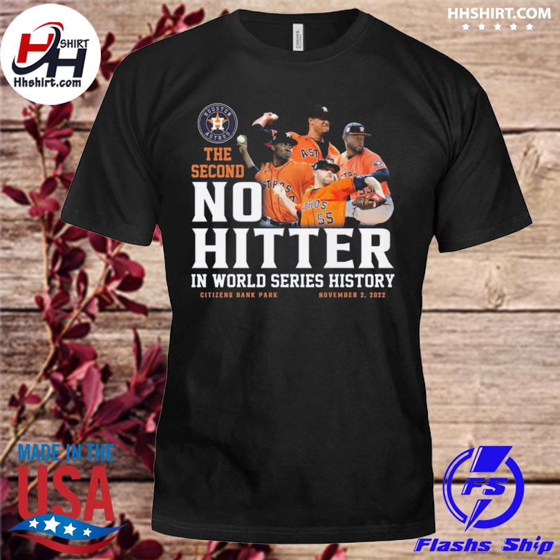 Houston astros the second no hitter in world series history shirt, hoodie,  sweater, long sleeve and tank top